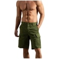 thumbnail image 4 of Gifts for Men! Titcea Men's Shorts Solid Color Straight Buttons Cargo Shorts with Pockets Loose Comfort Summer Casual Shorts, 4 of 4