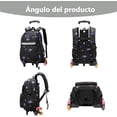 thumbnail image 2 of Mochila de Carrito para Niño ORDERUD 3 Pcs Rolling Backpack Set Bolsa para el Almuerzo Bolsa para Lápices Impermeable Negro Azul, 2 of 3