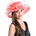 thumbnail image 5 of Women's Kentucky Derby Church Dress Hat Wide Brim Leaf Flower Bridal Shower Hat, 5 of 5