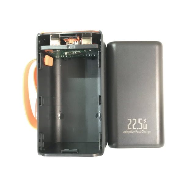 Seitruly Caja portátil del banco del poder de carga DIY de 2/4 ranuras para que las baterías 2/4x21700 lleven hechas de primera calidad Baterías de general 4 ranuras negro