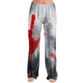 thumbnail image 2 of JULMCOMO Halloween Pajamas Pants for Women Pumpkin Blood Print Drawstring Elastic Waisted Casual Pjs Funny Print Loose Fit Comfy Sleepwear Lounge Pants Gray XL, 2 of 5