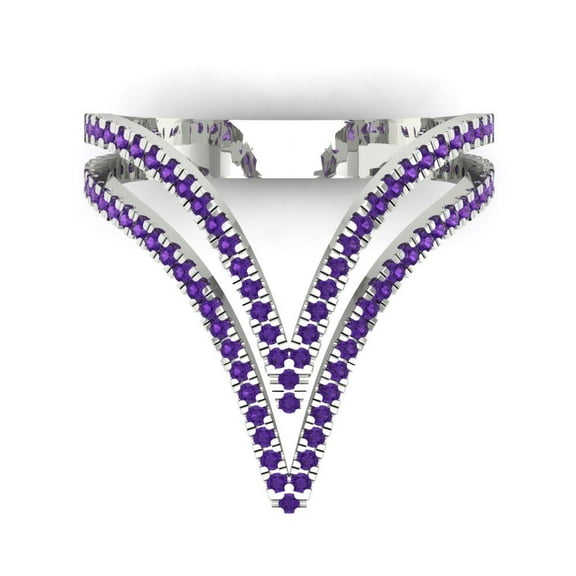Statement Engagement Ring for Women - 0.525ct Natural Amethyst in 14K White Gold Promise Ring