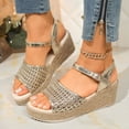 thumbnail image 2 of Dakaela Summer Sandals for Women 2026 Wedge Platform Dressy Espadrille Braided Ankle Strap Open Toe Slip on Beach Shoes Gold Size 9.5, 2 of 9