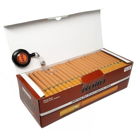 - Rollo Brown - King Size (84mm) Brown Cigarette Tubes (200 Tubes per Box) 3 Boxes with Rolling Paper Depot Lighter Lasso