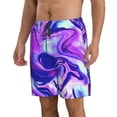 thumbnail image 2 of Kdxio Swirl Print Blue Purple1 Pattern Mens Casual Shorts - Drawstring Summer Beach Sports Shorts for Men, 2 of 5