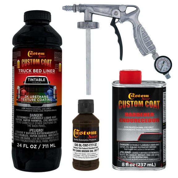 Custom Coat 30051 Camo Brown T77 Urethane Spray-On Truck Bed Liner, 1 Quart Kit with Spray Gun