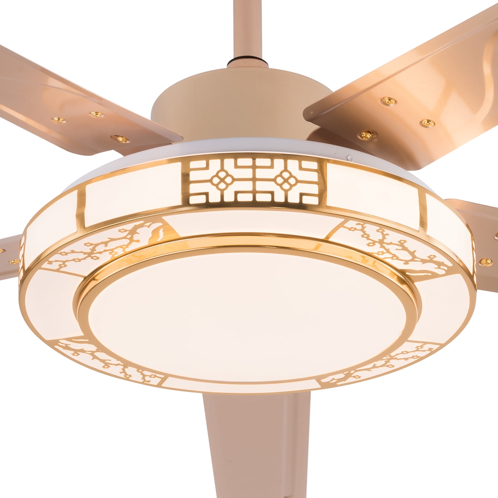Wildnix Ceiling Fan Light with Remote Control, Modern S-Shape Design, 40W LED, Adjustable Light Colors and Fan Speeds, Energy-Saving, Silent Operation, Copper and Acrylic Finish