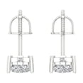 thumbnail image 4 of 14K Solid Gold Screw Back Stud Earrings for Women | 1 cttw Heart Cut White Sapphire | White Gold, 4 of 5