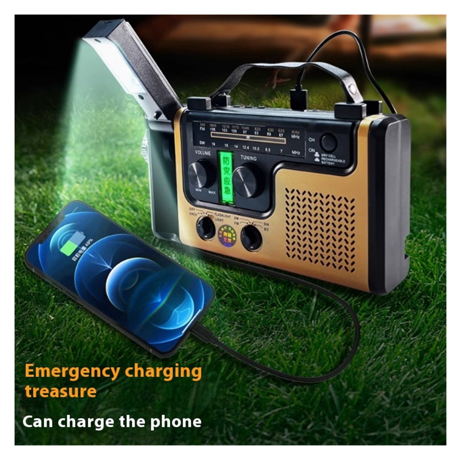 Emerncy Hand Crank Radio, Portable Solar Powered Multi-Function Survival ar With Hand Crank nerator, LED Lighting For Disaster Preparedness And Outdoor Use ,Listen Anytime, Anywhere