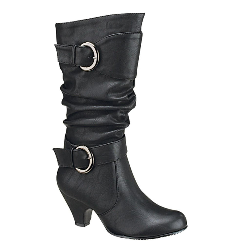 black slouch high heel boots