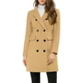 thumbnail image 3 of INSPIRE CHIC Women's Winter Coat Notched Lapel Double Breasted Trench Coat M Khaki, 3 of 8