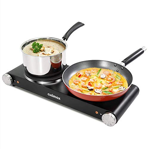 cUSIMAX 1800W Double Hot Plates, cast Iron hot plates, Electric cooktop