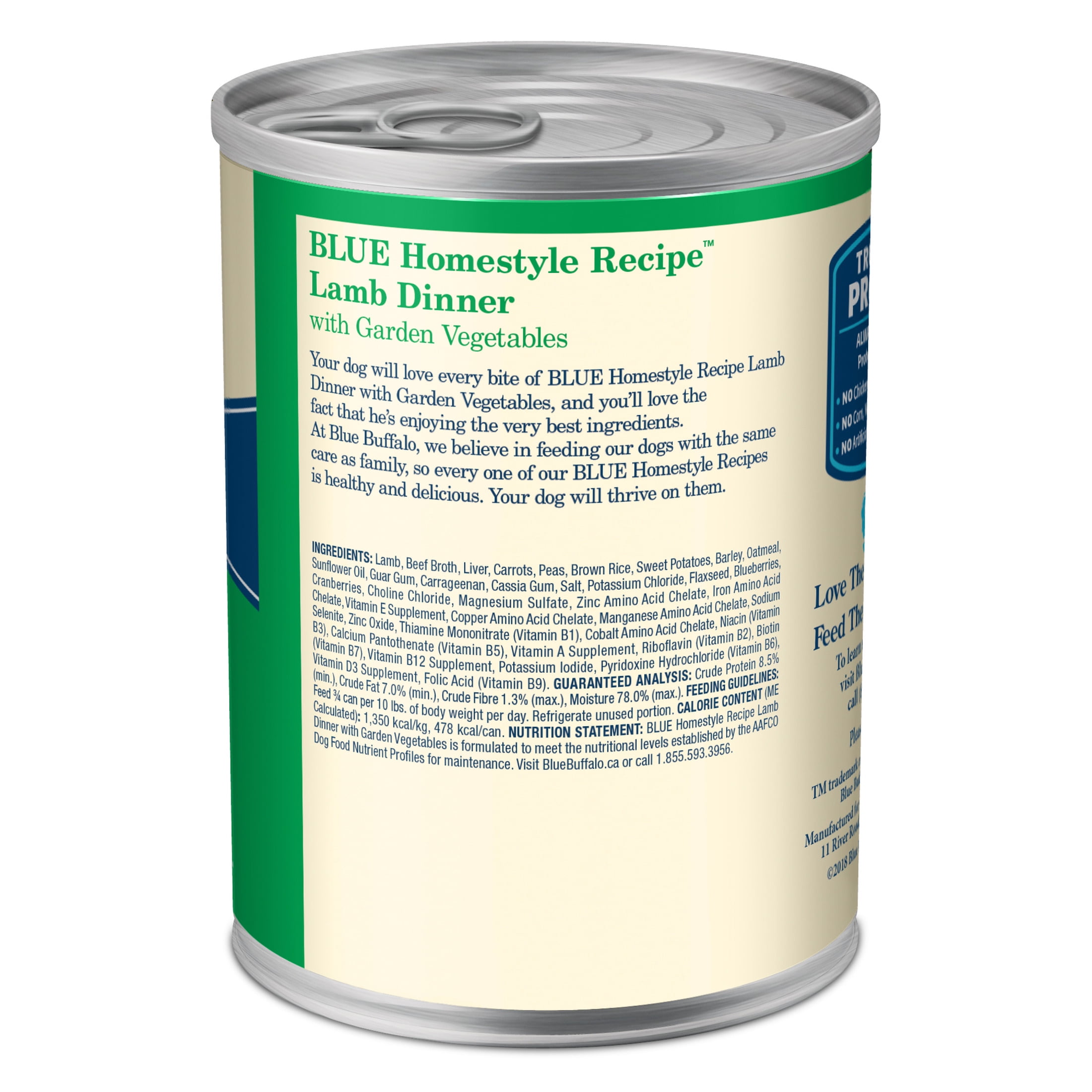 (12 pack) Blue Buffalo Homestyle Recipe Adult Wet Dog Food, Lamb Dinner, 12.5-oz. Can