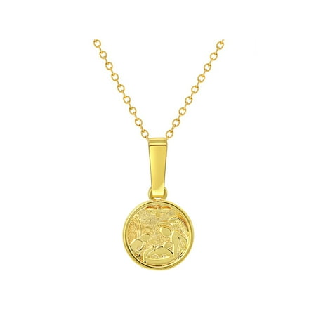 Angel Fish Glass Necklace - 18k Gold Plated Guardian Angel Medal Necklace Newborn Baby Infant Birth Gift 16