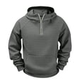 thumbnail image 2 of Mens Oversized Hoodies Pullover Quarter Zip Casaul Long Sleeve Waffle Knit Athletic Hooded Sweatshirt with Pocket, 2 of 9