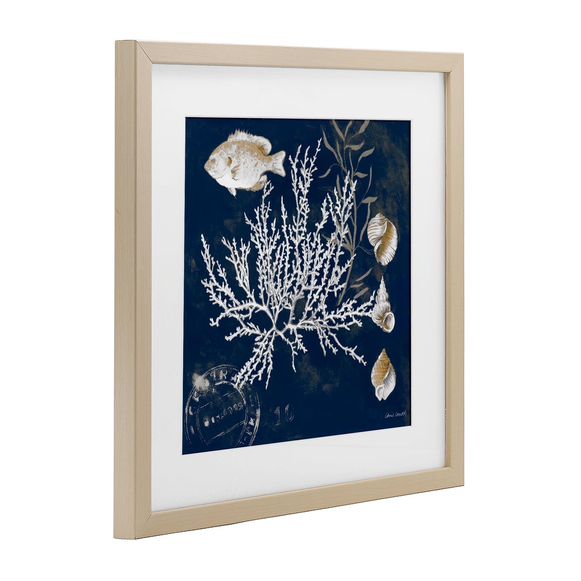 Stupell Industries Coral Medley on Blue Birch Framed Print Under Glass, design by Lanie Loreth