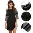 thumbnail image 2 of Poseca Women Nightgown 3/4 Sleeve Sleepshirt Comfy Scoopneck Nightgowns for Women Cozy Loungewear,Summer Cotton Loose Pajamas Sleepwear Above Knee Nightshirt Nightdress Boyfriend Shirt,Black XS-XL, 2 of 7
