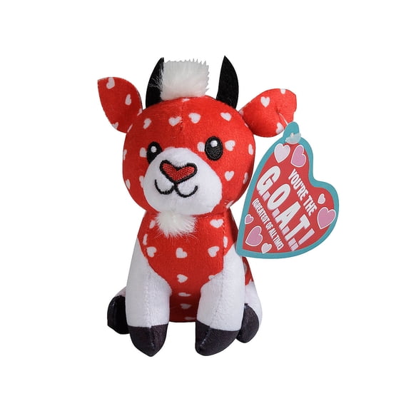4 1/4" x 5" Stuffed Goat Valentine Exchanges with Card for 12