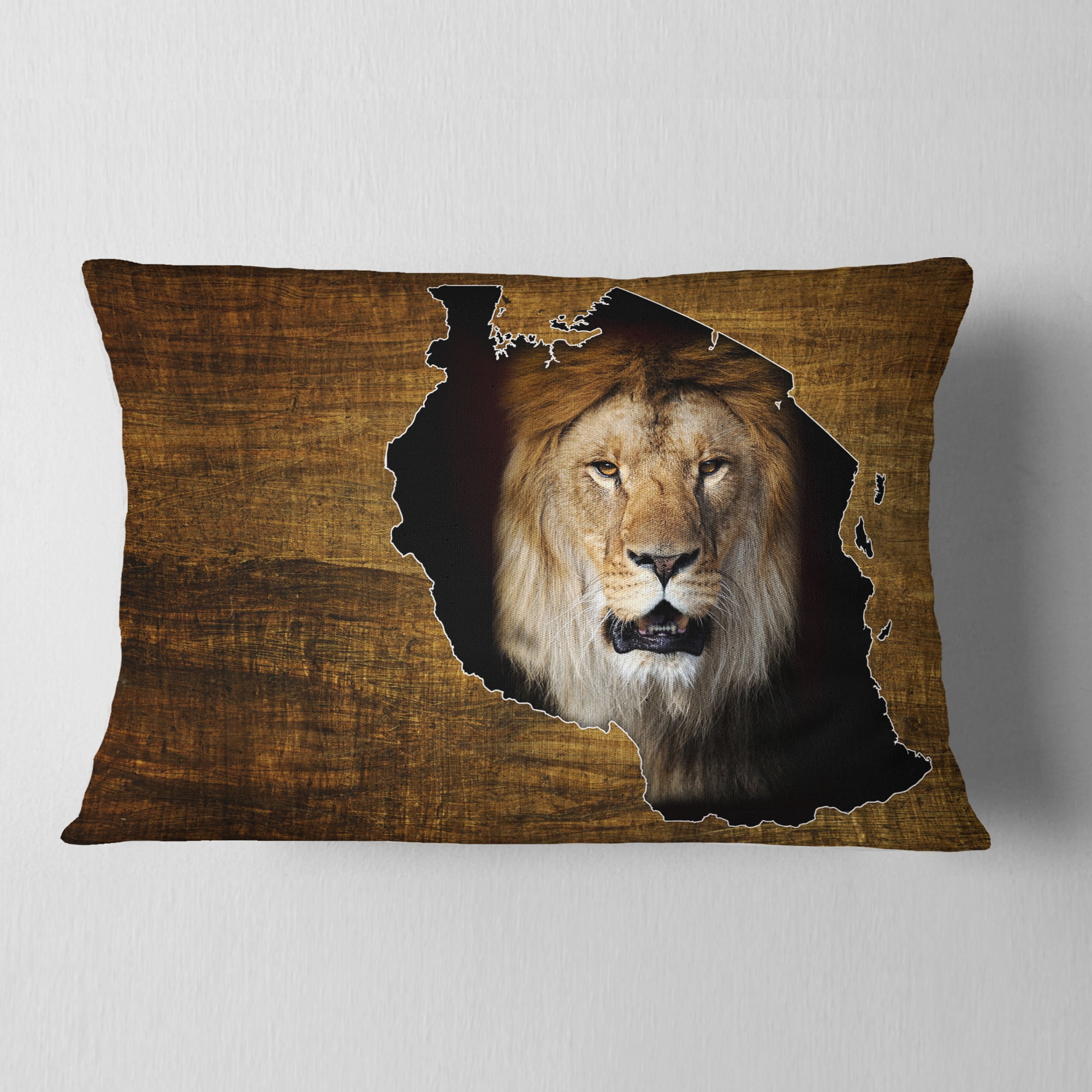 Designart Tanzania Wildlife Map Design - Abstract Throw Pillow - 12x20