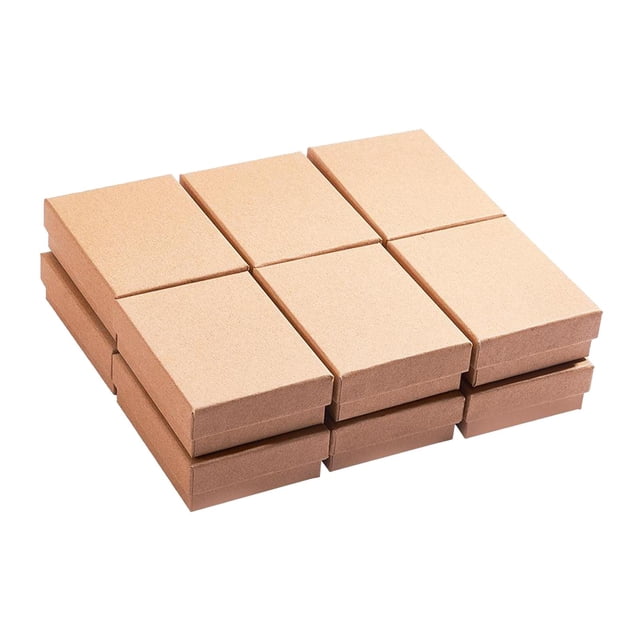 12-paquete de cartón relleno de caja de joyería de papel caja de -embalaje de la joyería y caja de envío