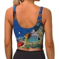 thumbnail image 4 of Goofa Colorful Coral Reef Printed Sports Bras for Women, High Impact Running Bra Workout Crop Tank Tops Longline Sports Bra Push up-Large, 4 of 9