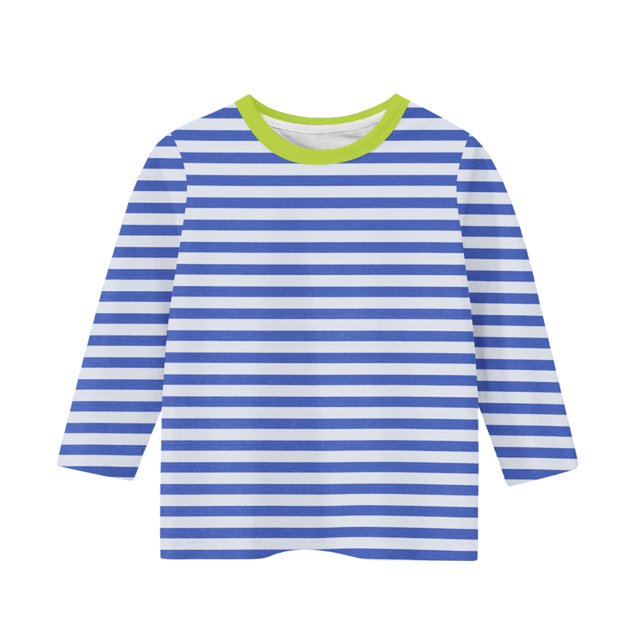 Amzcrzy Chandail en Molleton Rayé pour Enfants Bébé Manches 3/4 Col Rond Chandail en Molleton Bloc de Couleur Chandail Ample Décontracté Printemps Basique 3-11 Ans