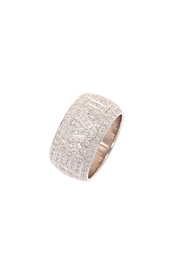 Pre-Owned BVLGARI Bulgari Monologo Ring Pave Diamond #50 343886 Women's 18K White Gold WG A...