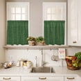 thumbnail image 3 of 3 Piece Kitchen Curtains and Valances Set Dark Green Burlap Texture Cafe Curtains 24 Inch Length Farmhouse Vintage Green Valance & Tier Curtain for Living Room Bedroom Small Window 54"x18"+27"x24"*2, 3 of 6
