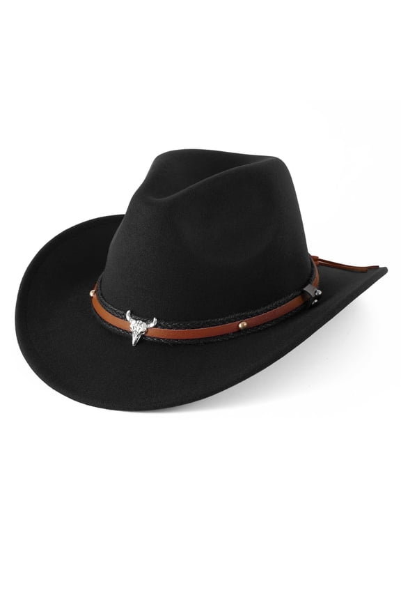 Wide Brim Cowboy Hat for Adult Men Women Cowgirl Hat with Adjustable Leather Band Western Cattleman Cowboy Rodeo Outfit for Outdoor Activities, Parties, Music Festive
