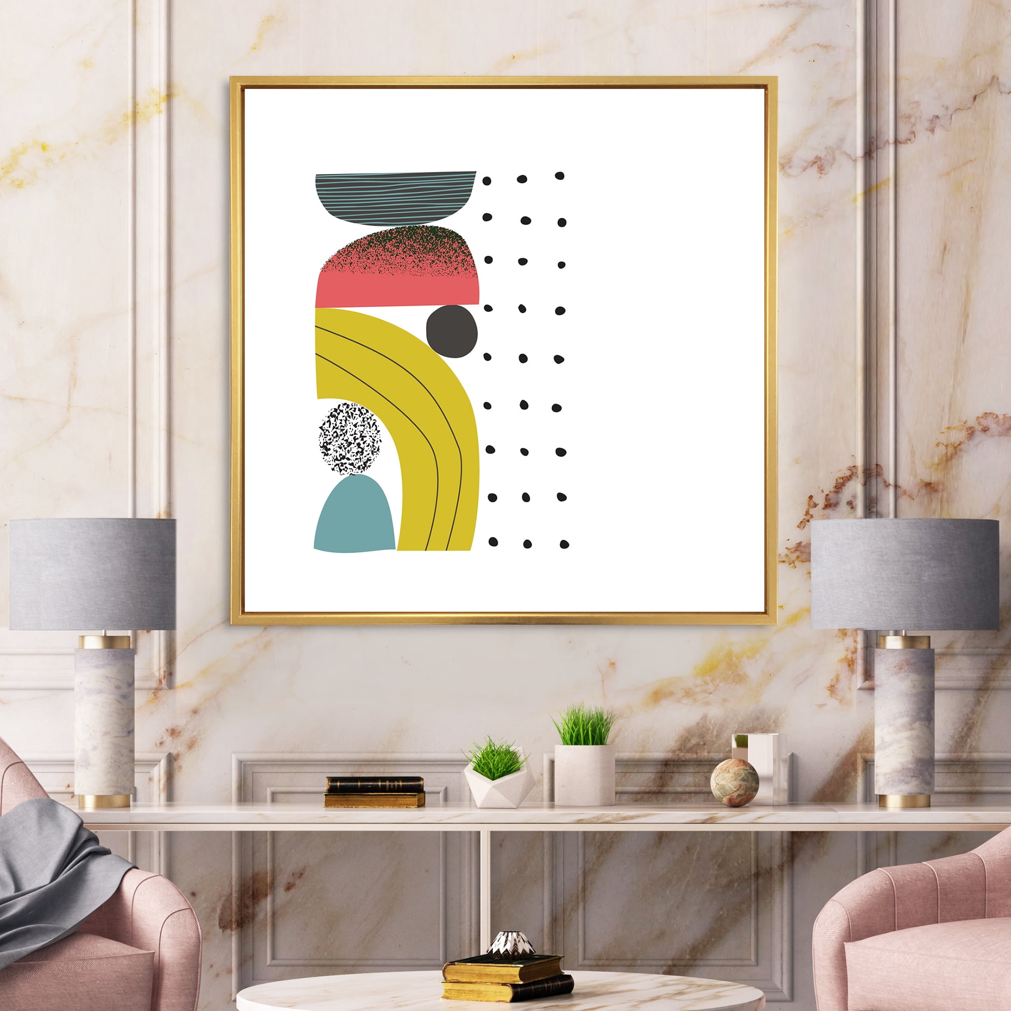 Designart 'Abstract Colorful Geometric Art Collage I' Modern Framed Canvas Wall Art Print