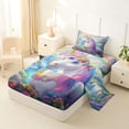 thumbnail image 2 of Metsweet Magical Floral Unicorn Twin Sheets 3pcs, Kawaii Rainbow Rabbit Bedding,1 Fitted Sheet, 1 Flat Sheet and 1 Pillowcase, 2 of 5