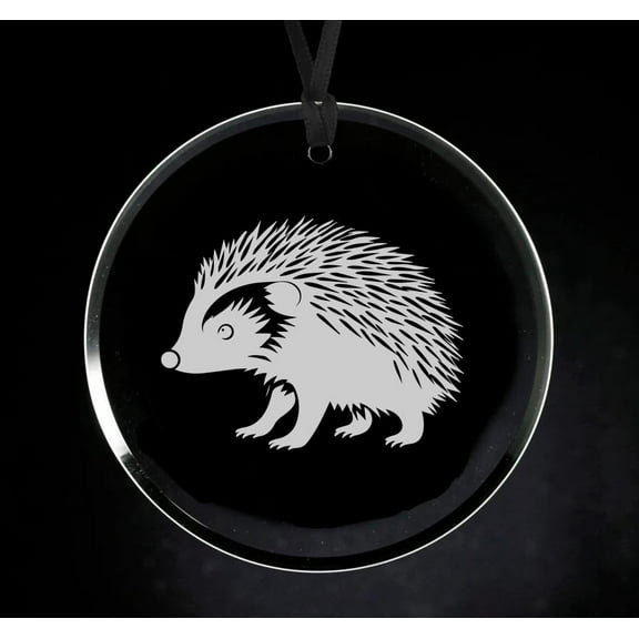 Crystal Glass Circle Ornament Keepsake Gift Cute Hedgehog