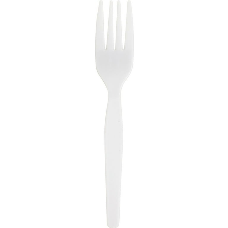 Genuine Joe Heavyweight White Plastic Forks - 100/Box - Disposable - White Genuine Joe Heavyweight White Plastic Forks - 100/Box - Disposable - White