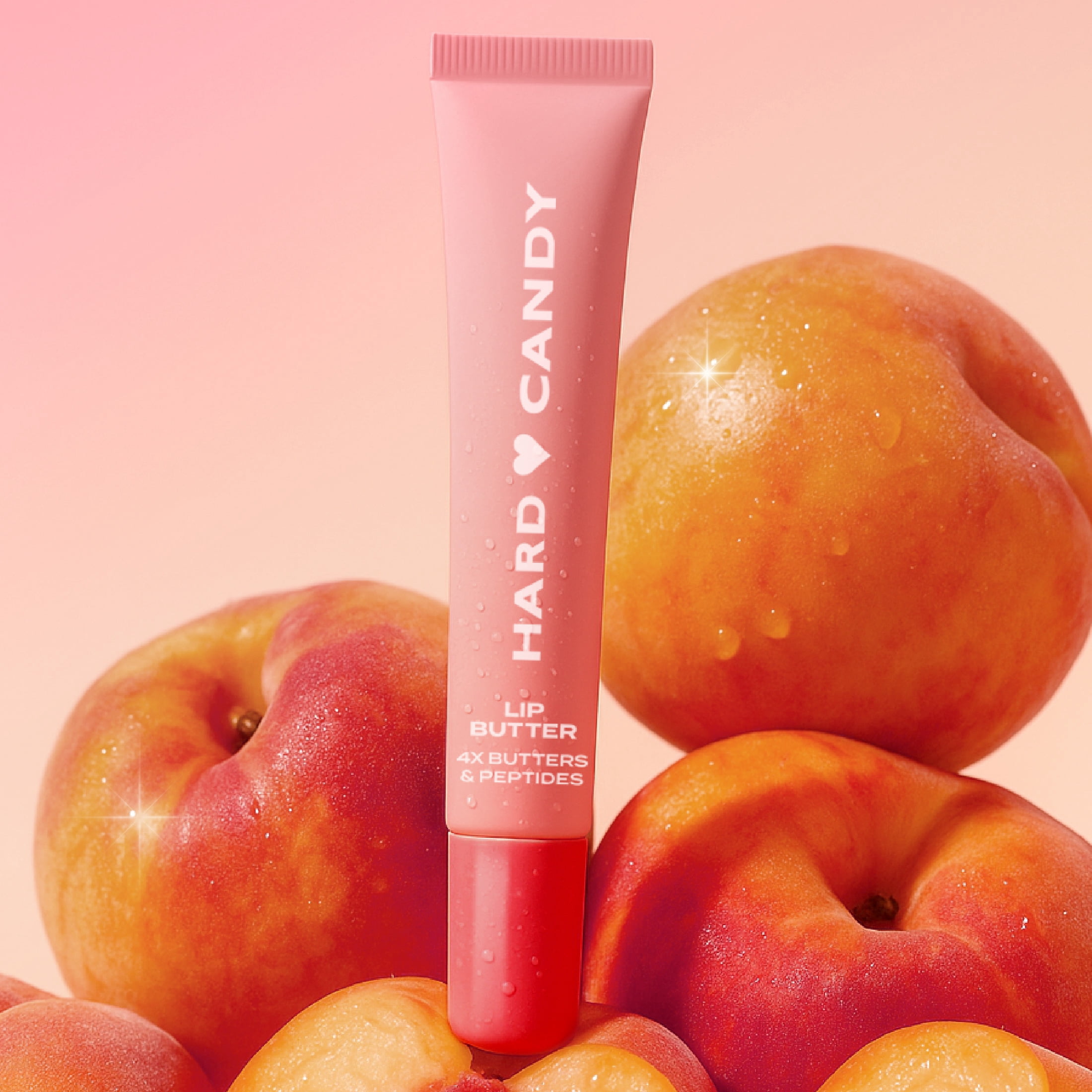 Hard Candy Lip Butter Glowy Balm, Pêche fouettée, teinte rose pêche transparente, brillance, hydratation