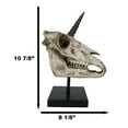 thumbnail image 2 of Rare Fossil Unicorn Skull With Sacred Horn Skull Figurine On Museum Pole Mount, 2 of 9