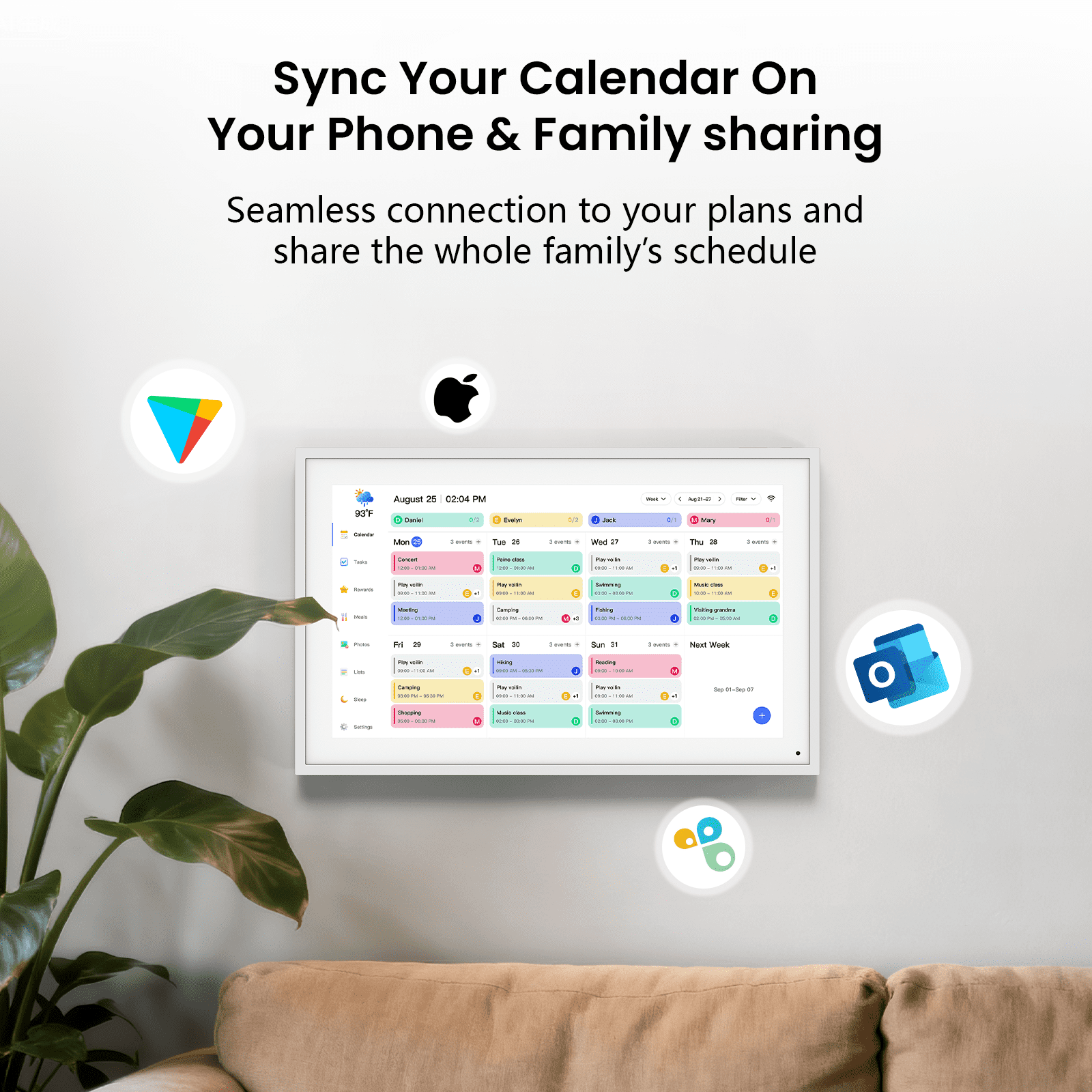 NEWYES 15.6" Digital Calendar 2026 Holiday Planning, Smart Family Schedules Meal Planner & Chore Chart,  Interactive Touchscreen, Wall & Desk Digital Picture Frame, Ideal Gift Choice for Mom