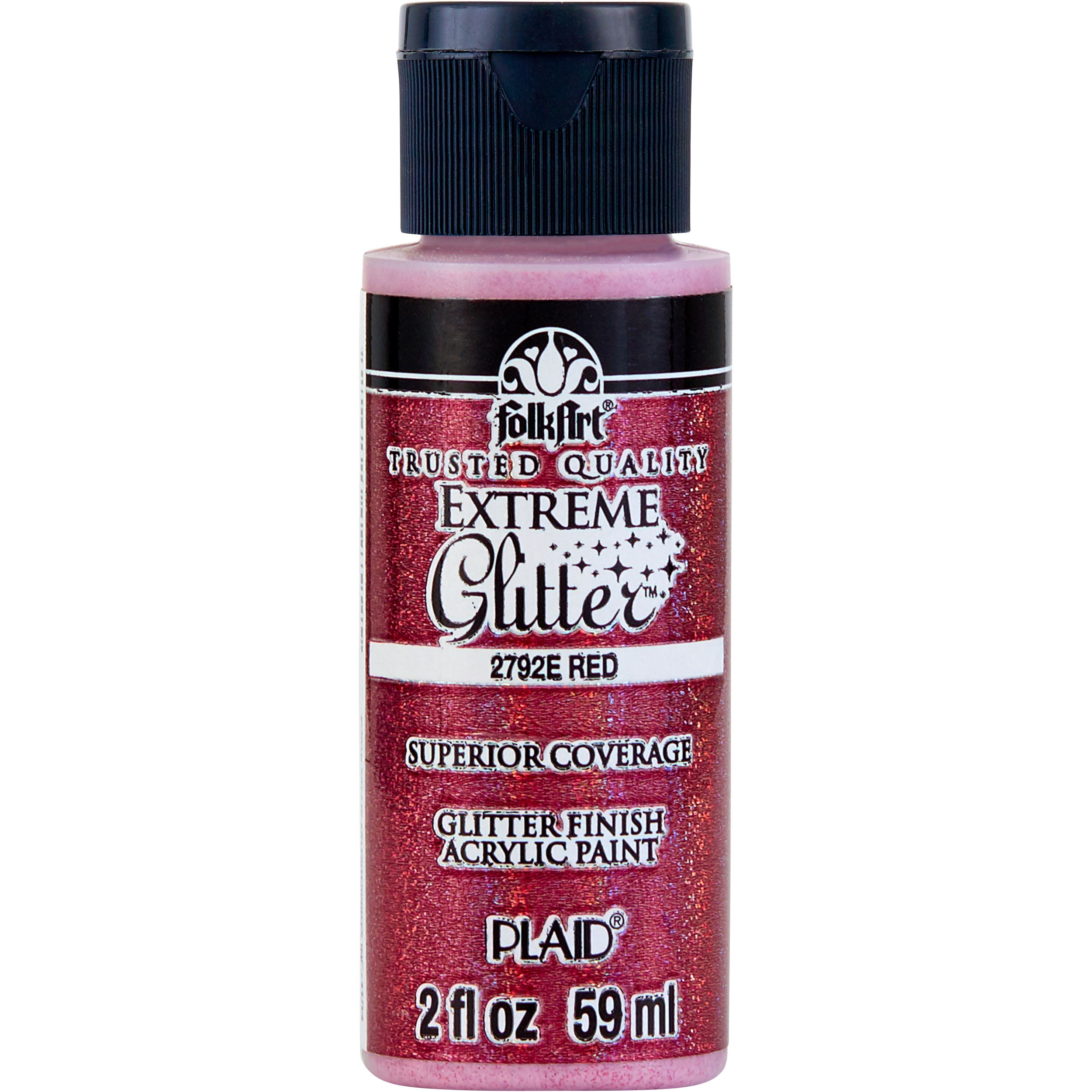 FolkArt 2792E Extreme Glitter Acrylic Craft Paint, Glitter Finish, Red