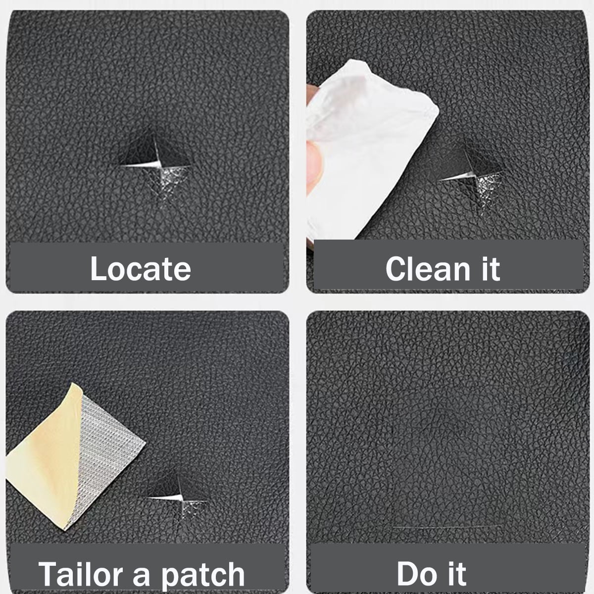 Leather Tape 3X60 Inch Self-Adhesive Leather Repair Patch for Sofas, Couch, Furniture, Drivers Seat(Black)