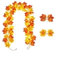 thumbnail image 2 of Yakvarog 6.6ft LED Fall Garland with Lights, Realistic Autumn Maple Leaves Garland Battery Operated for Thanksgiving Halloween Decor, Doorway Stair Railing, Indoor Outdoor, 2 of 7