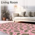 thumbnail image 2 of ODIKA 3'x5' Machine Washable Non-Slip Area Rug, Artisan Evergreen Boughs and Berry Cluster High Traffic Rug with Pad, Pink, 653197, 2 of 8