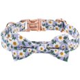 thumbnail image 1 of Bowtie Dog Collar Female, Bow Tie Floral Girl Dogs Collars, Adjustable Soft for Small Medium Large Cats, Cute Daisy Patterns Comfortable Cotton Collars with Metal Buckle, Durable Pet Puppy Gift Pink, 1 of 6