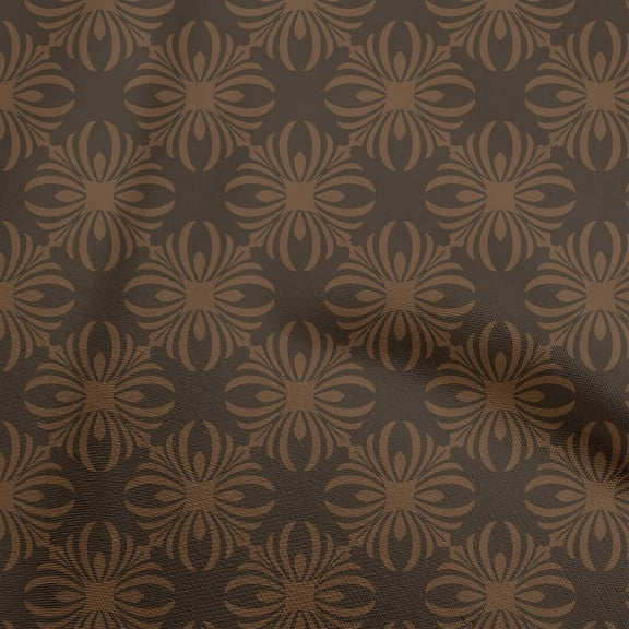 oneOone Polyester Spandex Brown Fabric Asian Block Dress Material Fabric Print Fabric By The Yard 56 Inch Wide