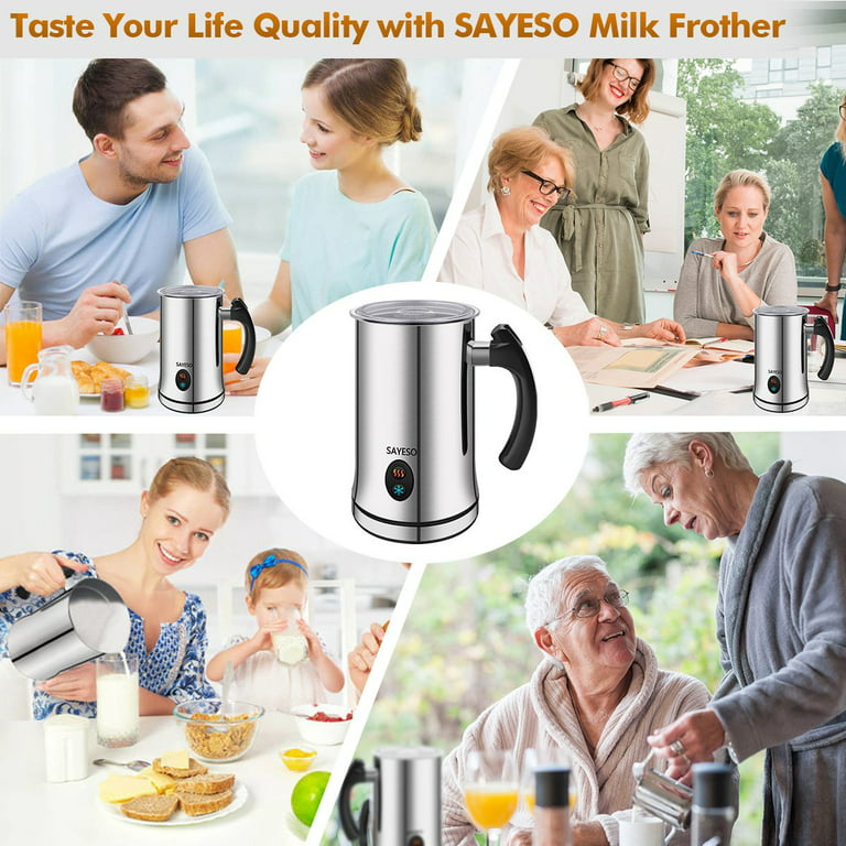 Milk Frother with Hot & Cold Milk Functionality, Automatic Stainless Steel Milk