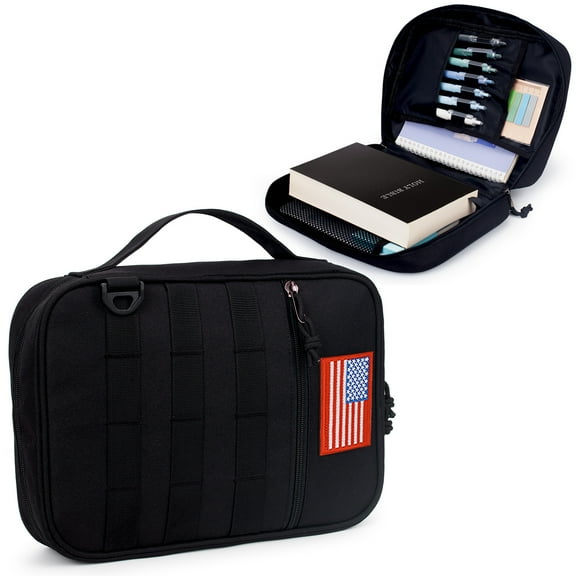 Bible Cover for Men & Women,Large Bible Case with Handles and Shoulder Strap,Bible Bag, Bible Carrying Case, Scripture Case Church Bag Bible Protective with Pocket