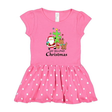 

Inktastic My 2nd Christmas with Santa Reindeer and Tree Gift Toddler Girl Dress