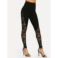 thumbnail image 2 of FINELOOK Womens Floral Lace Mesh Fitness Pants Elastic Sport Leggings Black, 2 of 6