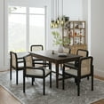 thumbnail image 4 of Tina's Home Rattan Black Dining Chairs Set of 6 Armchairs Wood Legs Removable Cushion Home Kitchen Restaurant, 4 of 8