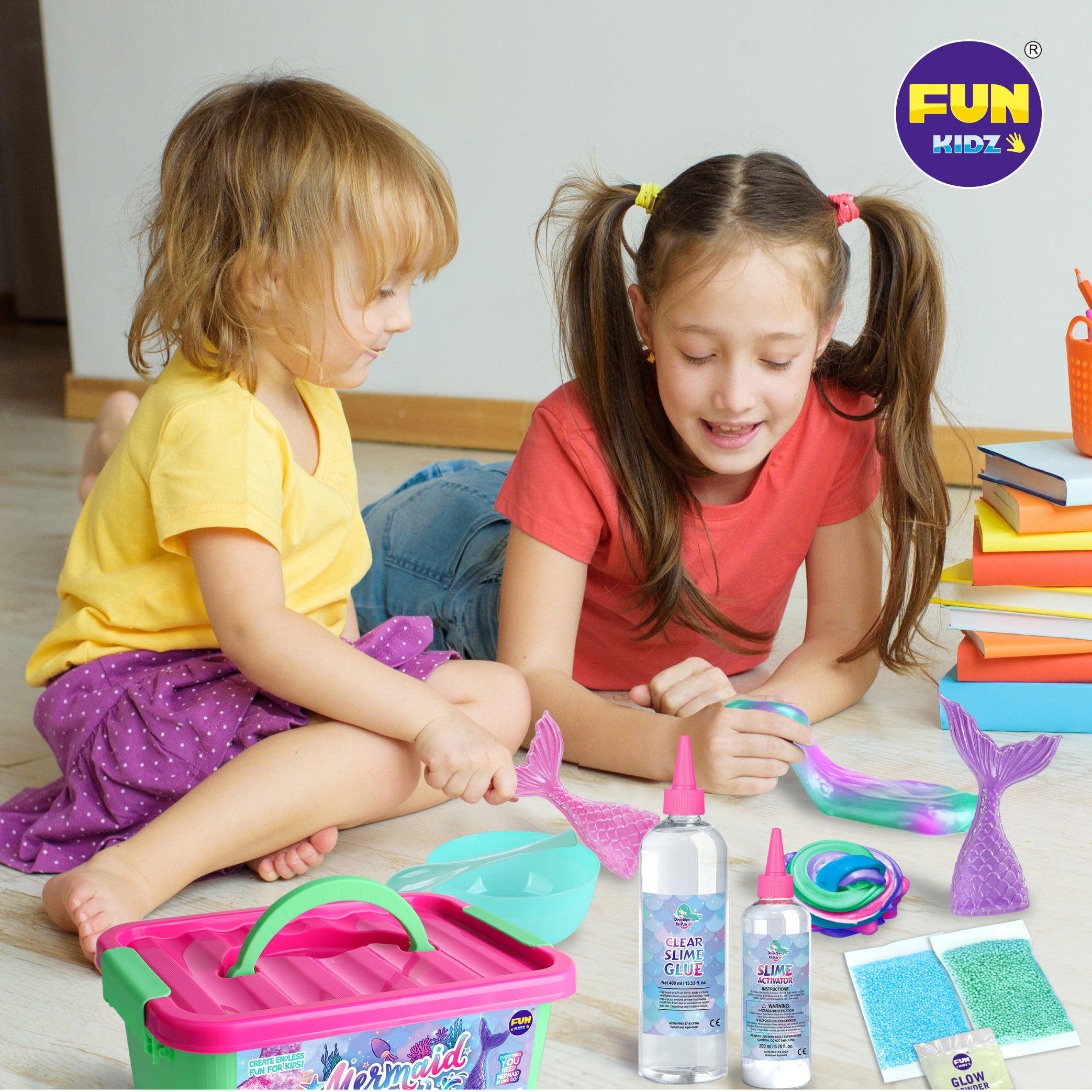 Gift Mermaid Slime Kit for Girls, FunKidz Shimmer Slime Making Kit for Kids  Age 8-12 DIY Soft Glitter Glossy Metallic Slime Toy