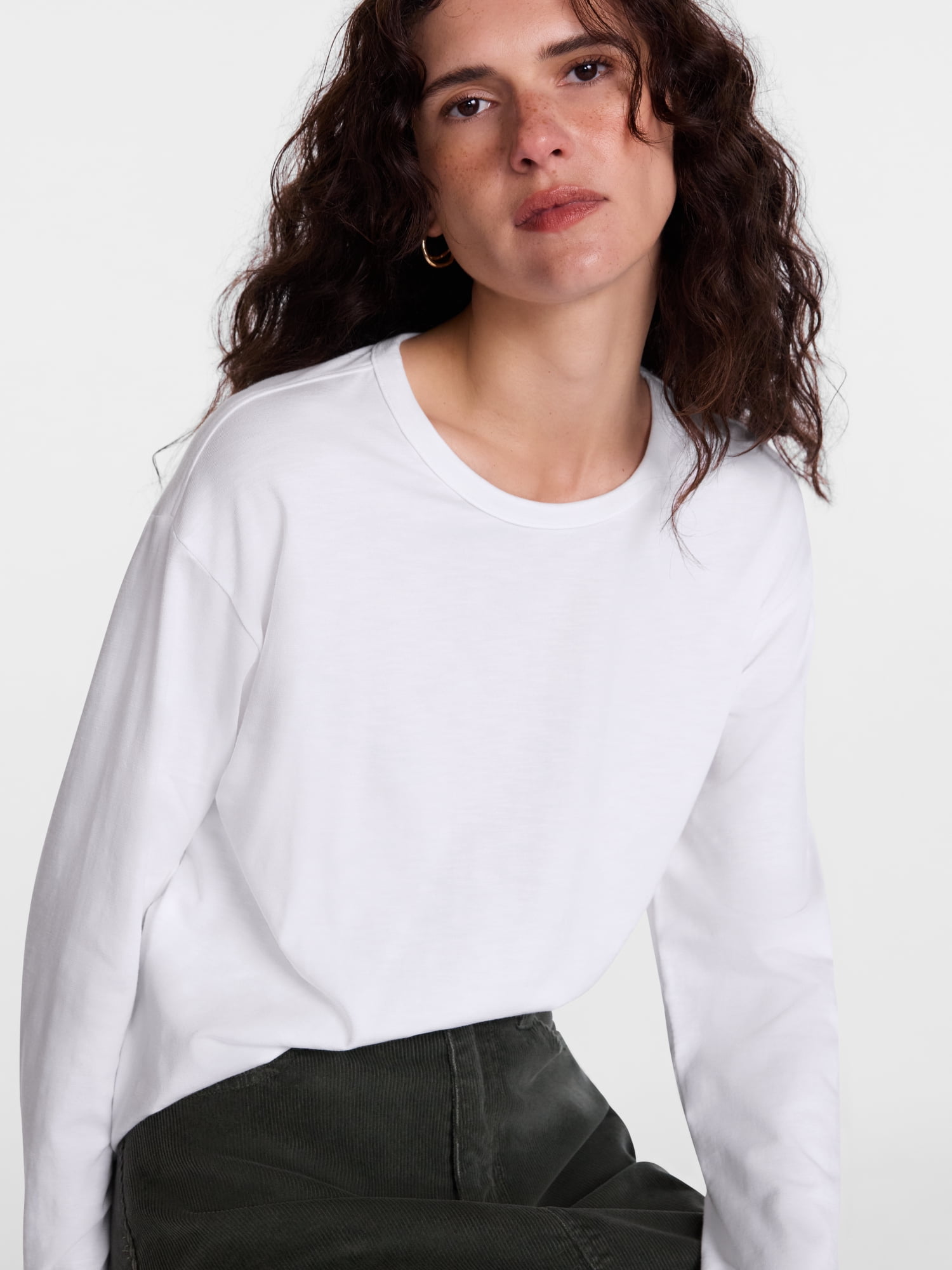 Scenario Women's and Women's Plus Relaxed Slub Tee with Long Sleeves, Sizes XS-4X