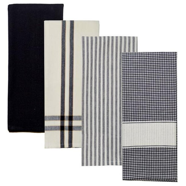 Dunroven House RVARTYBLKCRE Variety Kitchen Towel, Black & Cream Set
